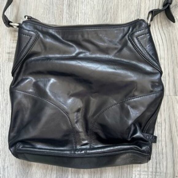 Cole Haan Black Leather Crossbody Shoulder Bag with Gold Hardware - Picture 10 of 12